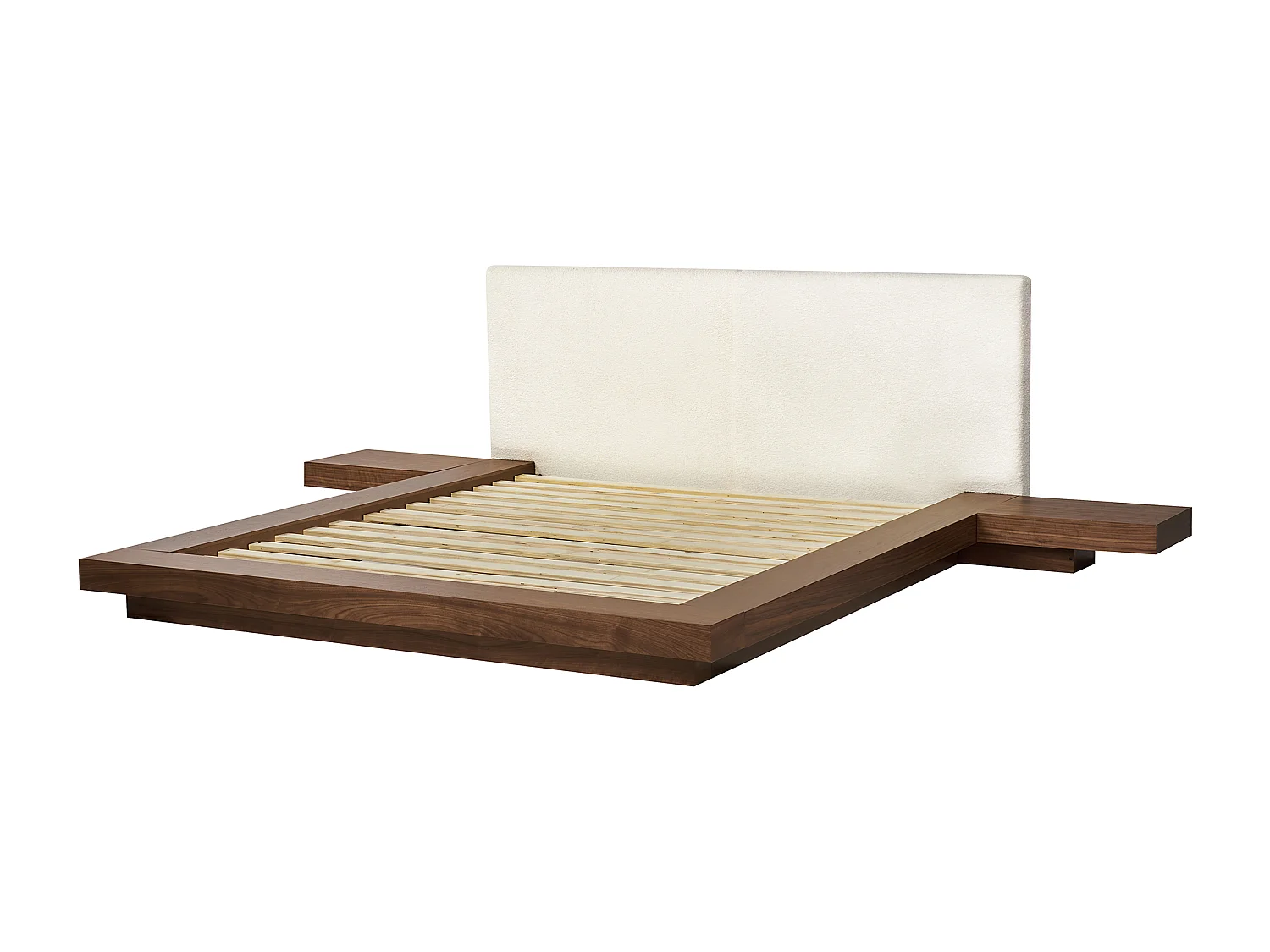 Lit avec LED Bouclé ZEN 160 x 200 cm LED Frêne marron