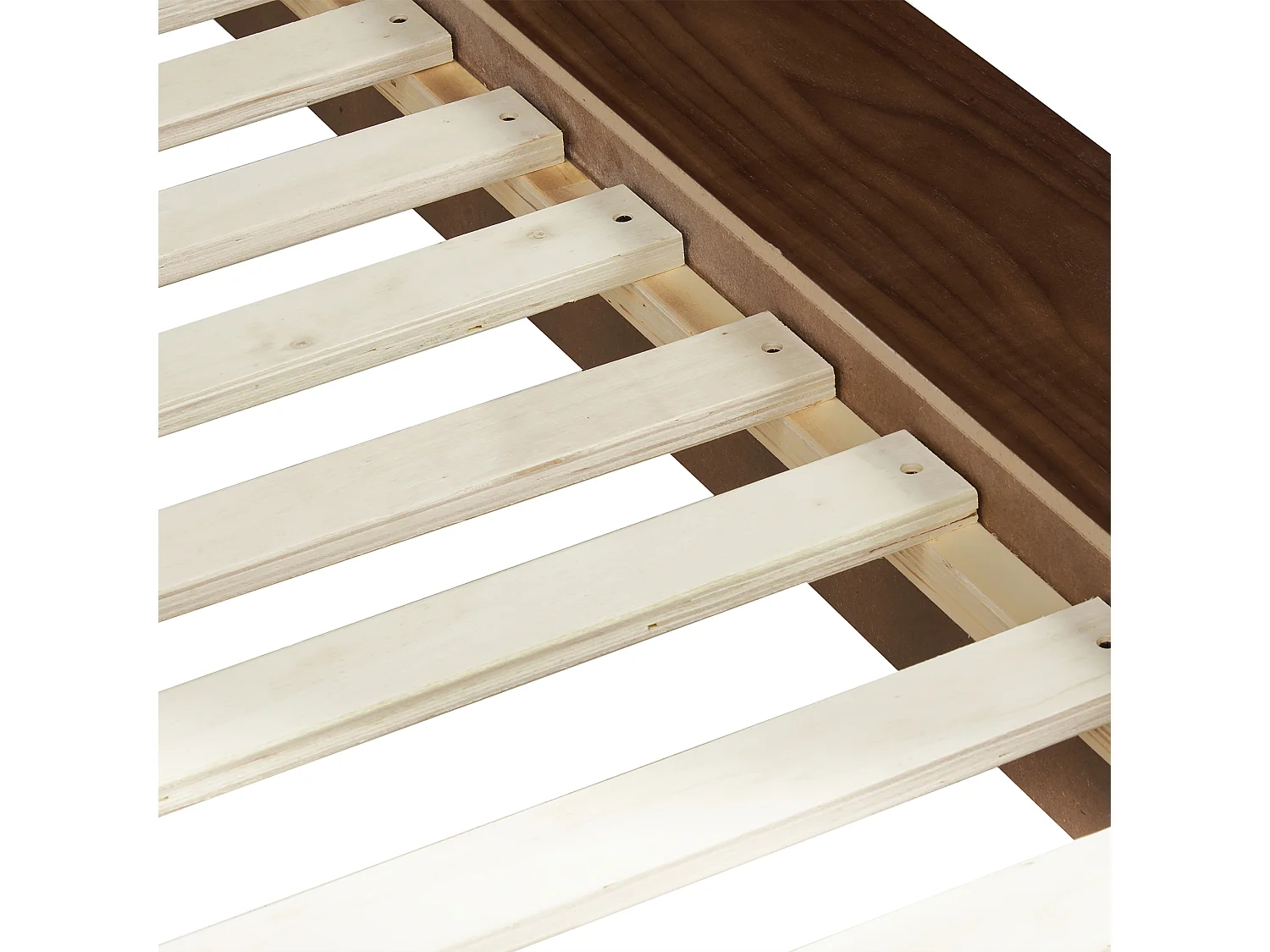 LED Bett Bouclé Holzoptik braun mit 2 Nachttischen Lattenrost 160x200 cm Zen