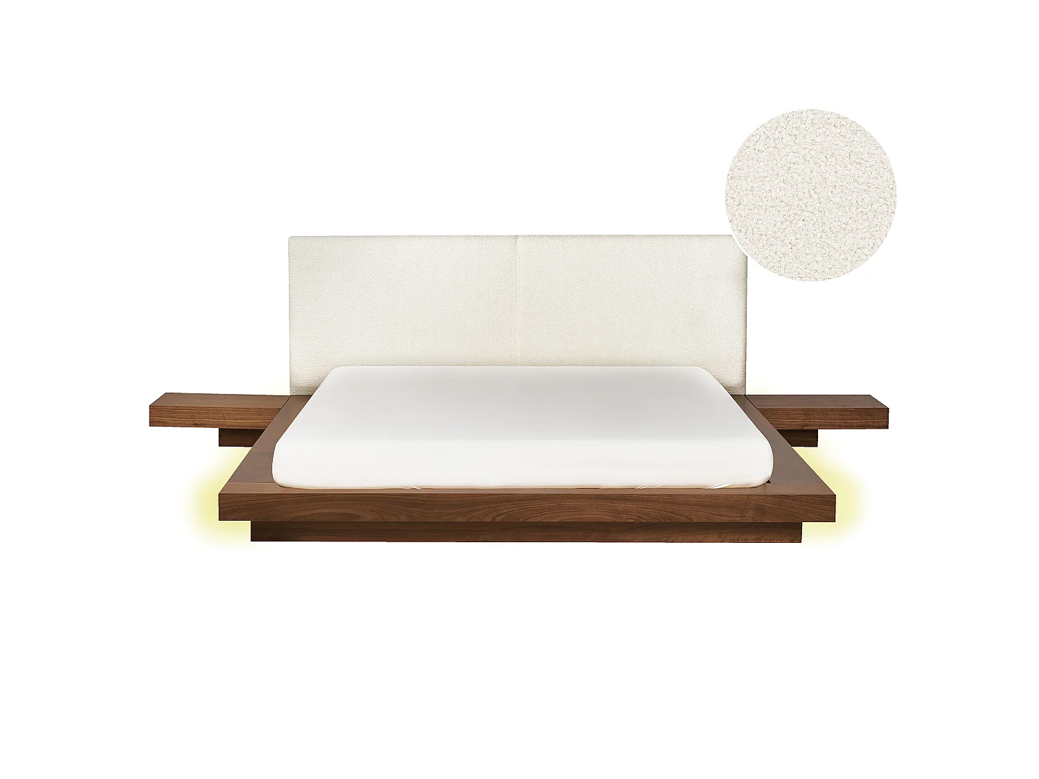 Bed with LED Boucle ZEN 160 x 200 cm (EU King Size) LED Brown Ash Wood