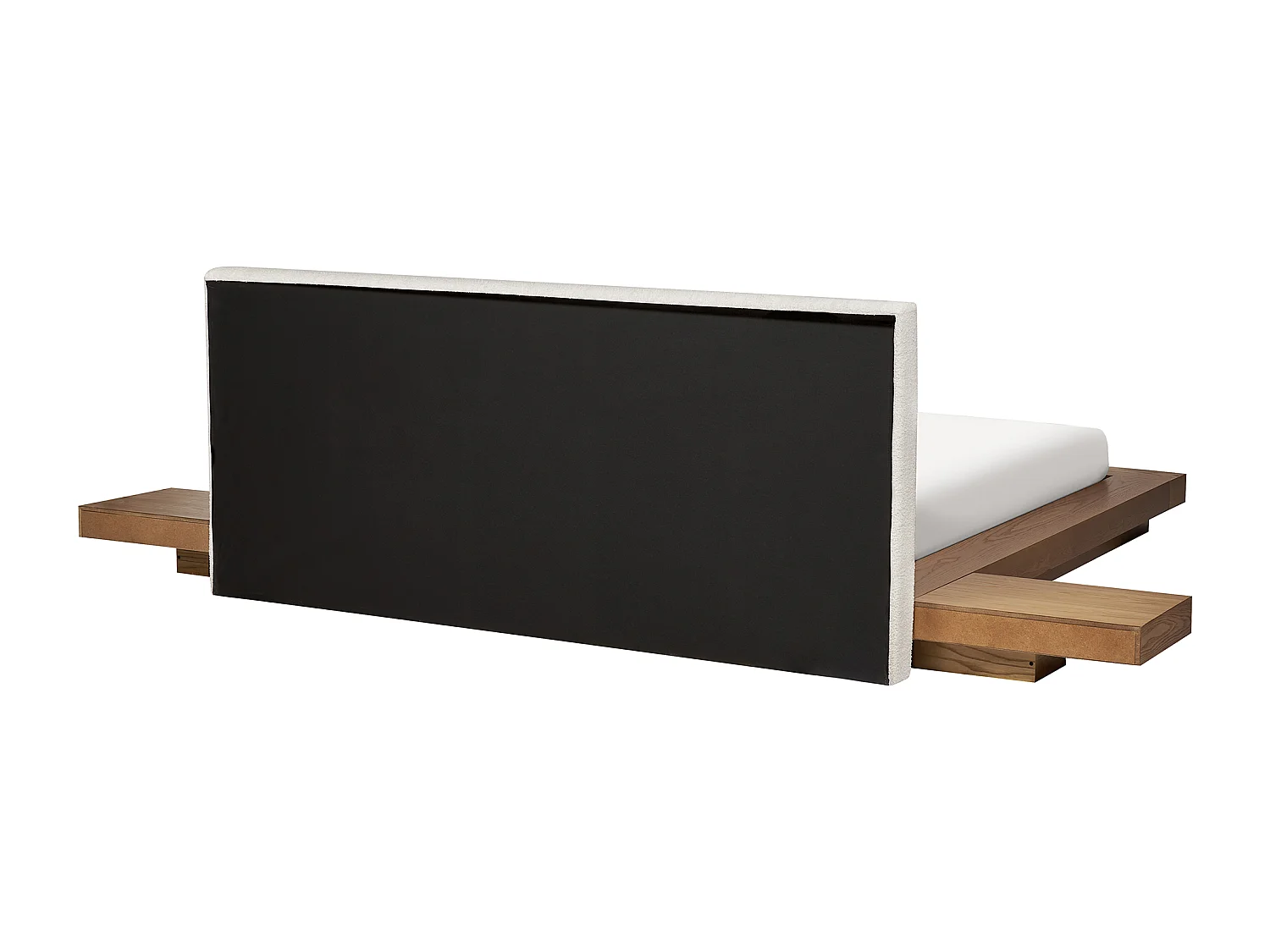 Bed met LED-verlichting Bouclé ZEN 160 x 200 cm LED Natuurlijk essenhout