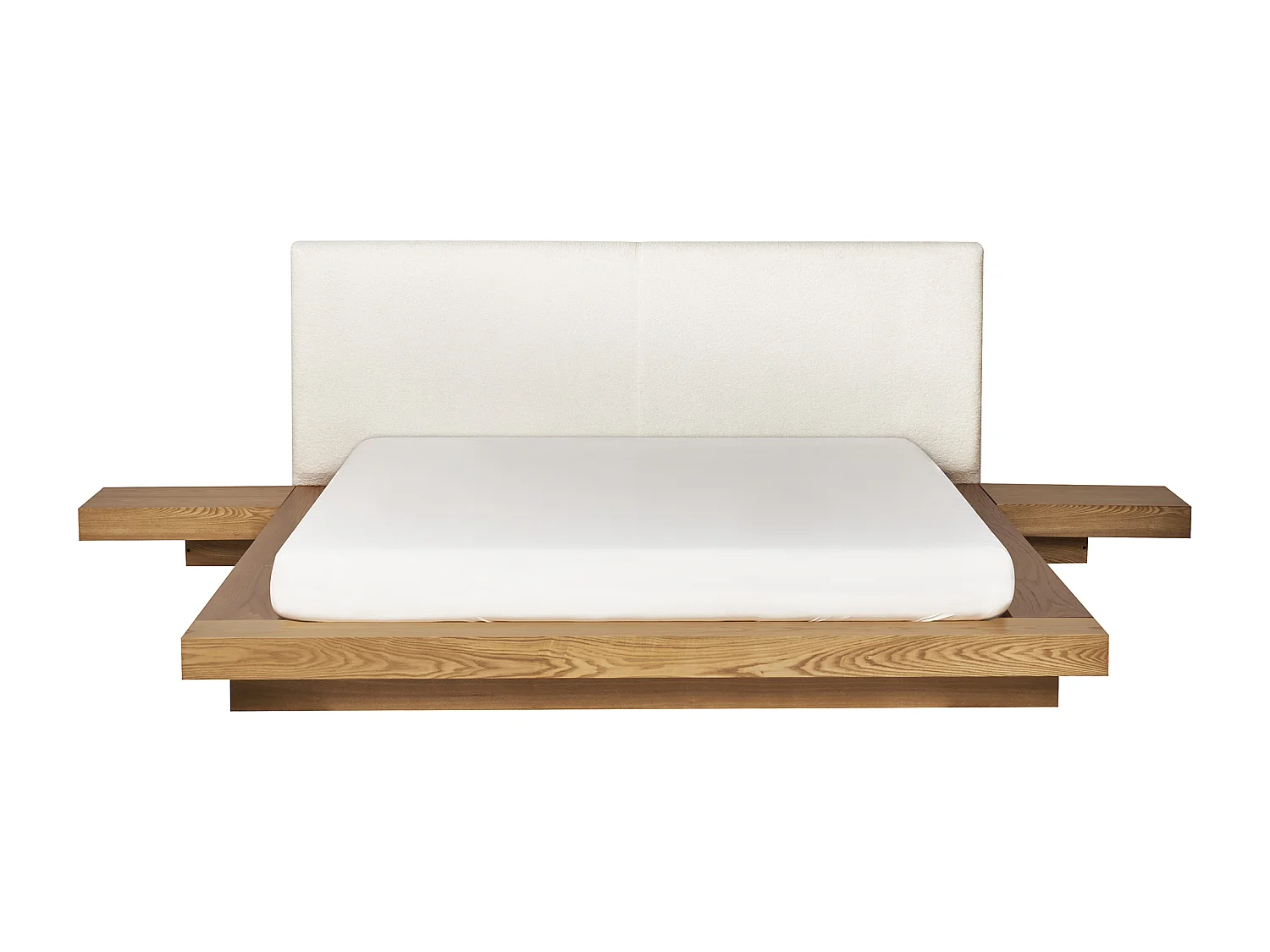 Cama LED Bouclé ZEN 160 x 200 cm LED Fresno natural