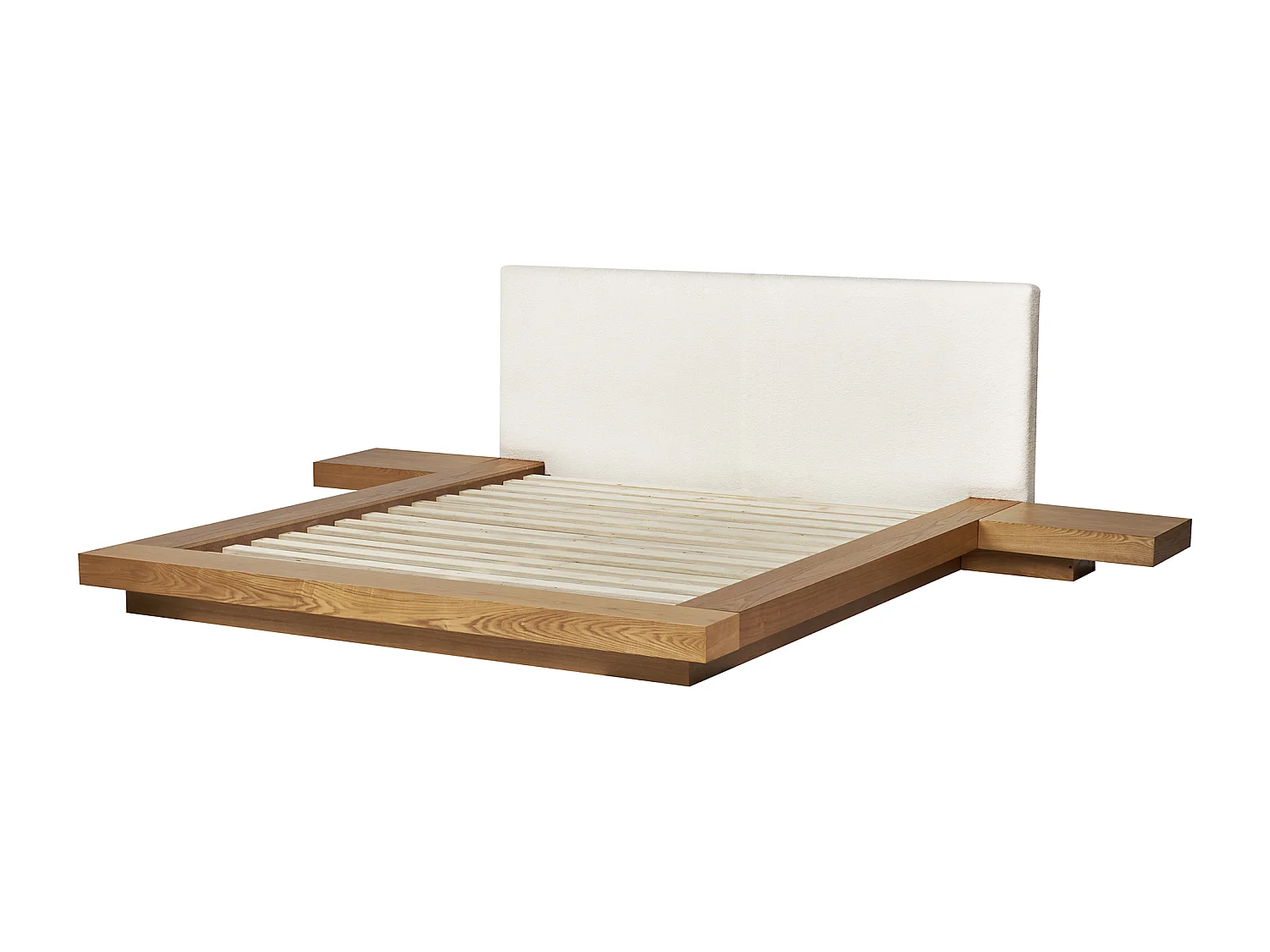 Cama LED Bouclé ZEN 160 x 200 cm LED Fresno natural