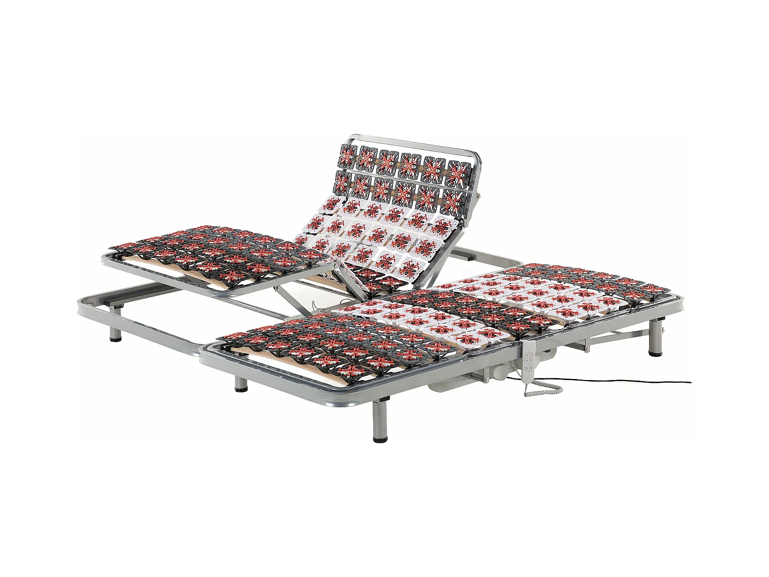 Zestaw 2 stelaży do łóżka regulowanych elektrycznie STAR 180 x 200 cm Jasnoszary