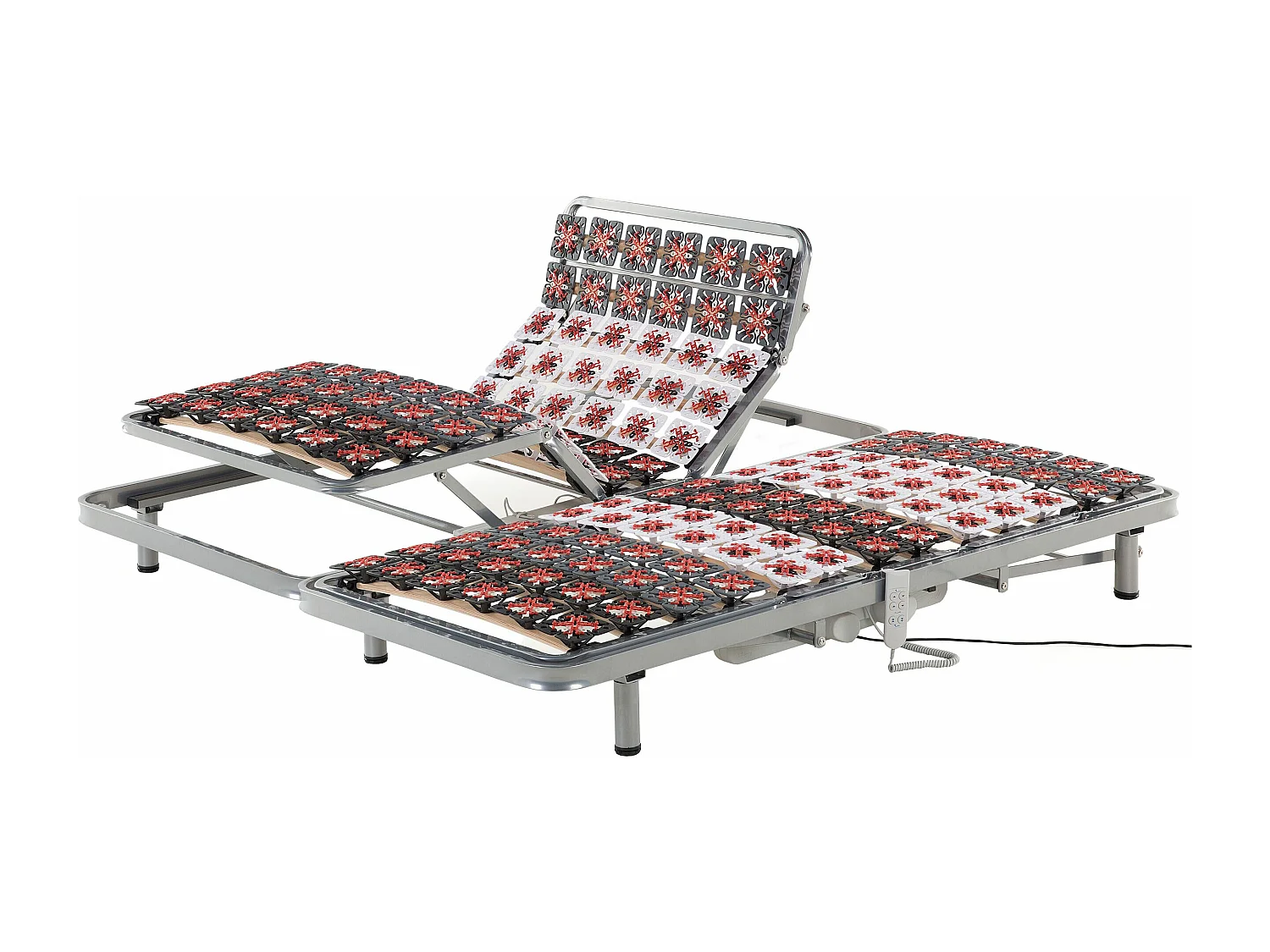 Lot de 2 sommiers électriques réglables STAR 180 x 200 cm Gris clair