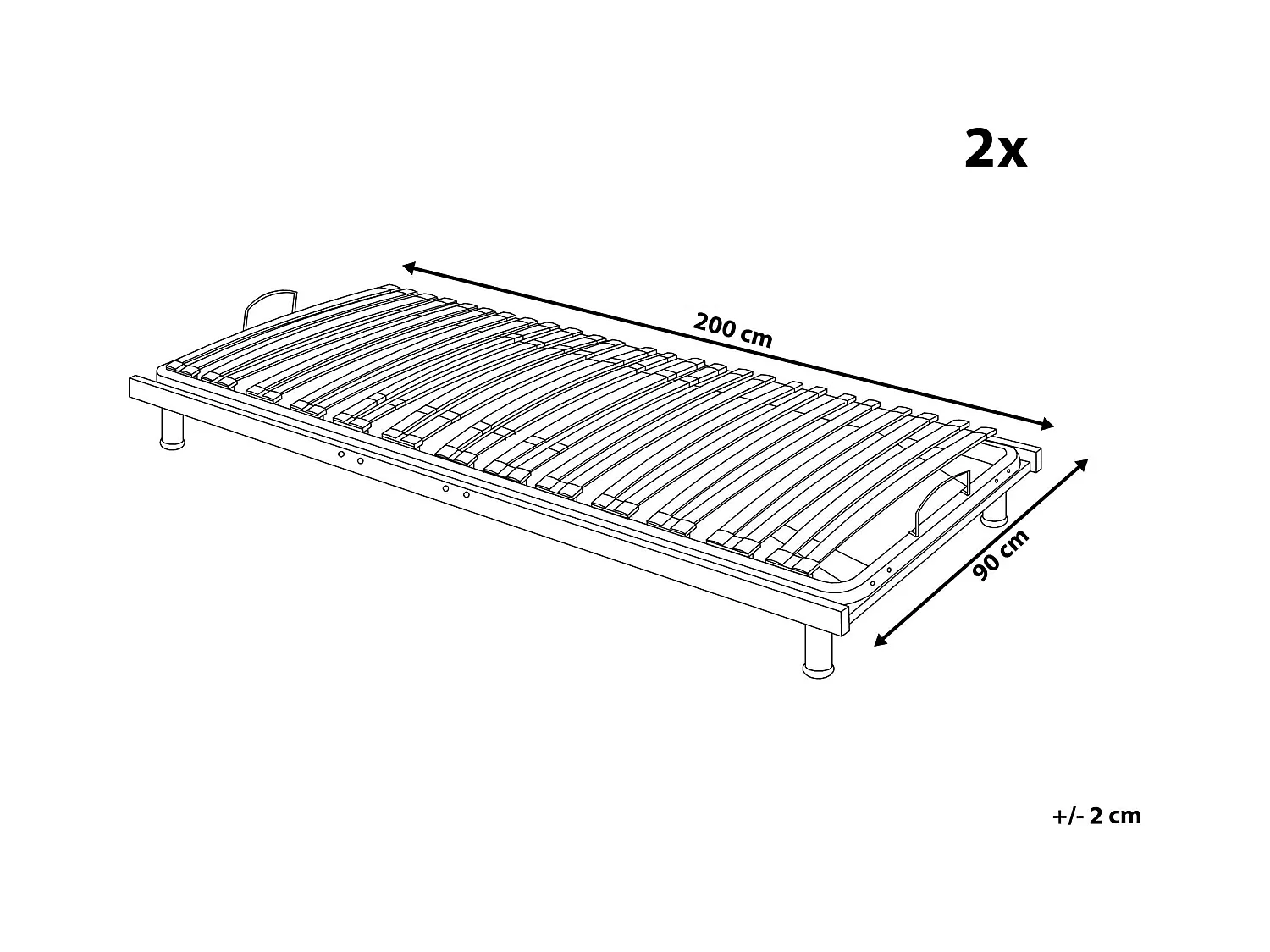 Praktischer, doppelter Lattenrost manuell verstellbar aus Holz 90x200 cm Comfort