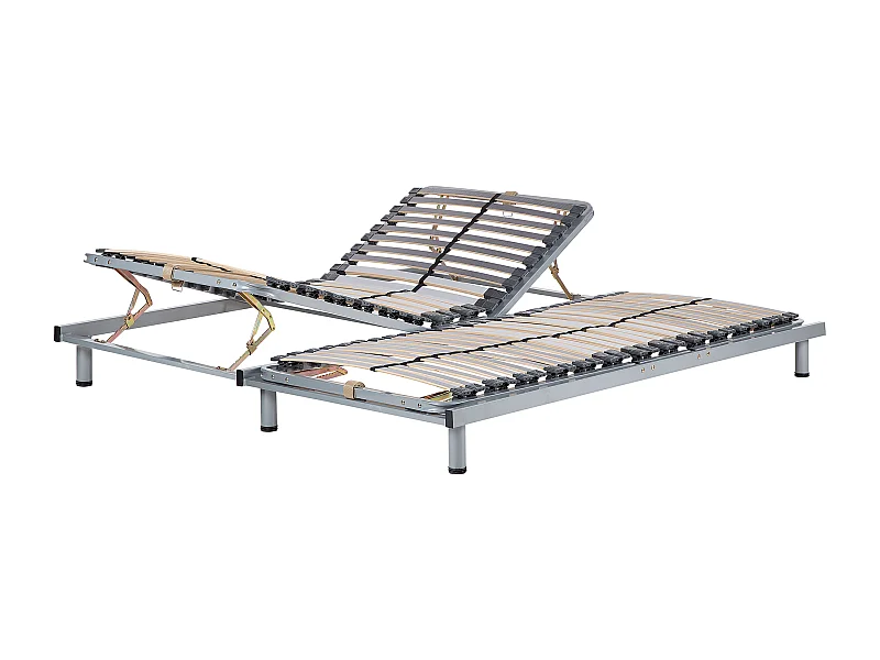 Set van 2 handmatig verstelbare bedframes COMFORT 180 x 200 cm Zilver