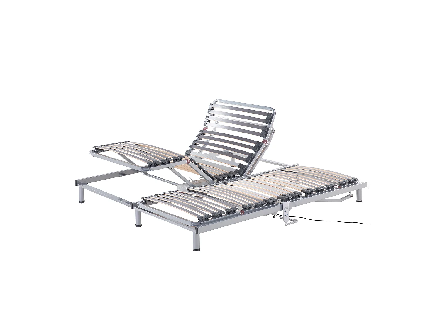 Lot de 2 sommiers électriques réglables COMFORT 180 x 200 cm Argenté