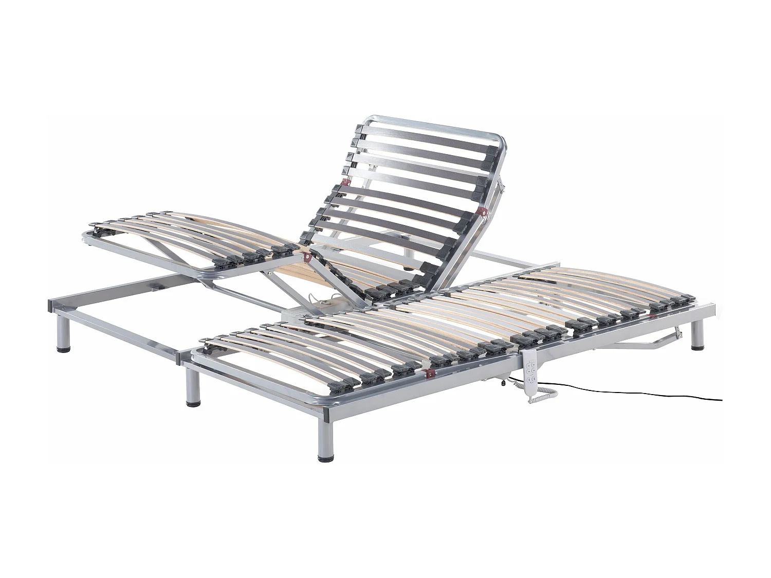 Zestaw 2 stelaży do łóżka regulowanych elektrycznie COMFORT 180 x 200 cm Srebrny