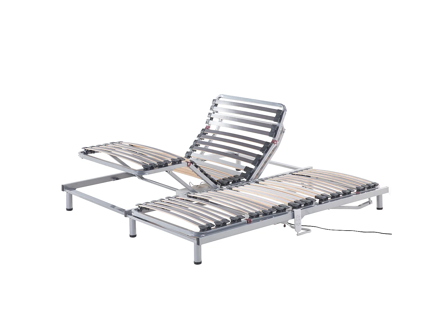 Lot de 2 sommiers électriques réglables COMFORT 180 x 200 cm Argenté