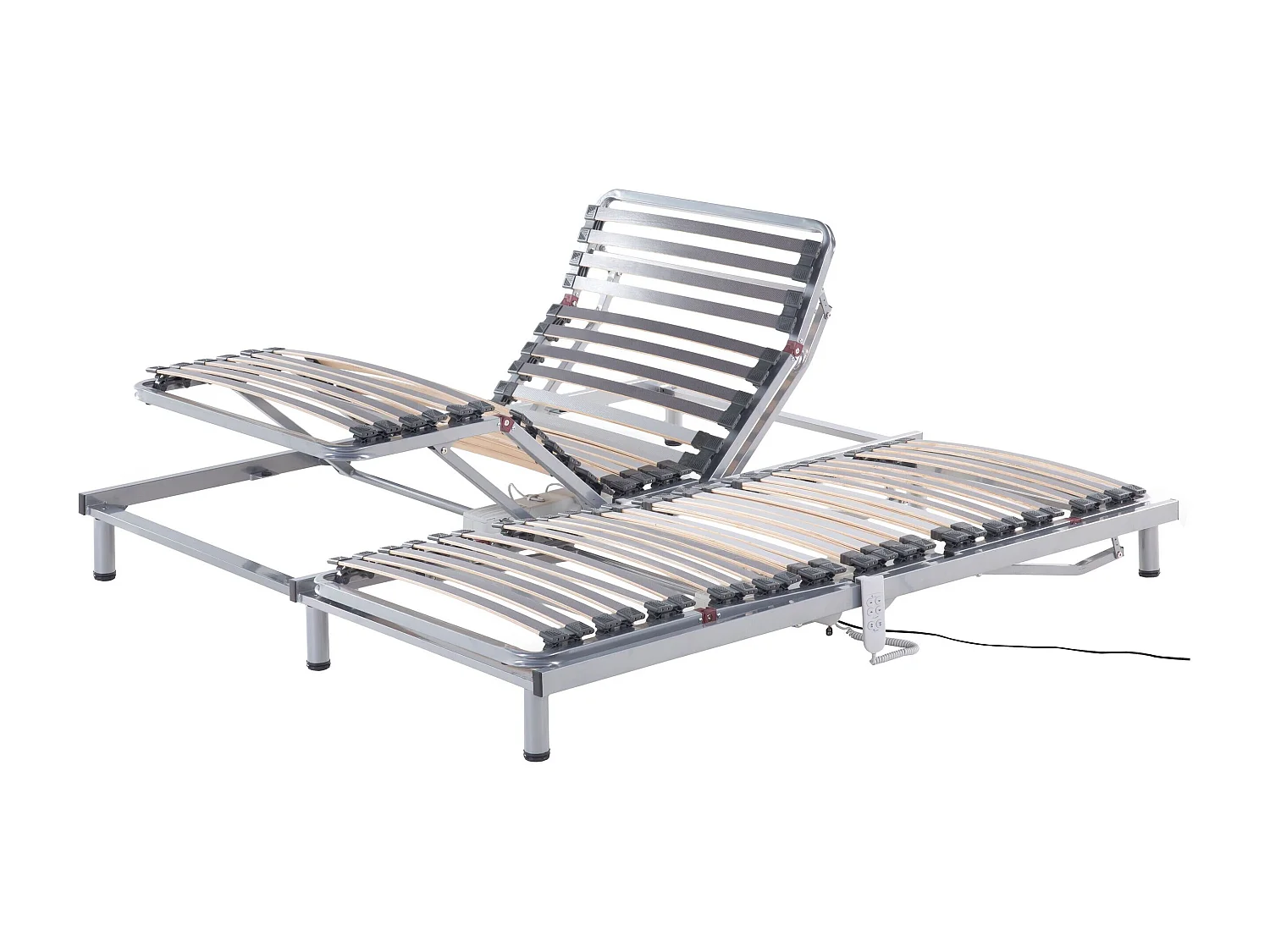 Set van 2 elektrische verstelbare bedframes COMFORT 180 x 200 cm Zilver