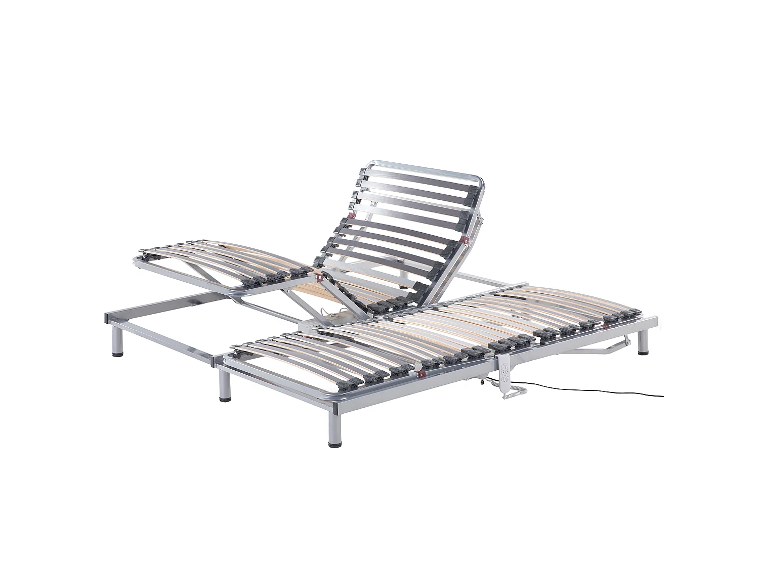 Set van 2 elektrische verstelbare bedframes COMFORT 180 x 200 cm Zilver