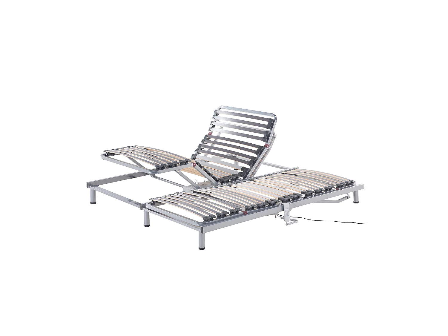 Set van 2 elektrische verstelbare bedframes COMFORT 180 x 200 cm Zilver