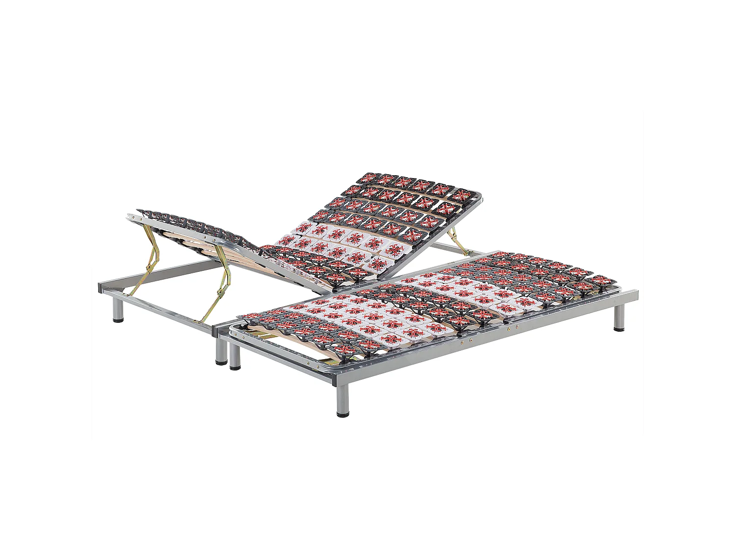 Lot de 2 sommiers à réglage manuel STAR 180 x 200 cm Gris clair