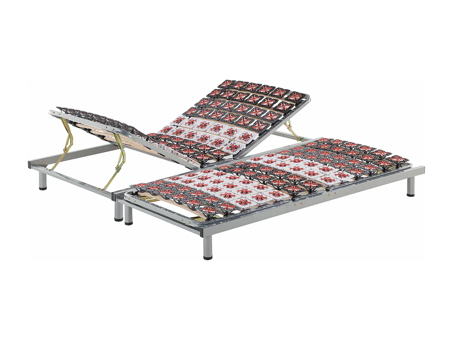 Lot de 2 sommiers à réglage manuel STAR 180 x 200 cm Gris clair