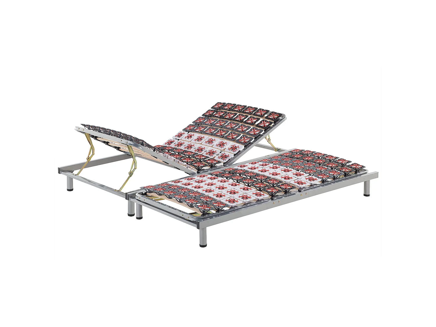 Lot de 2 sommiers à réglage manuel STAR 180 x 200 cm Gris clair