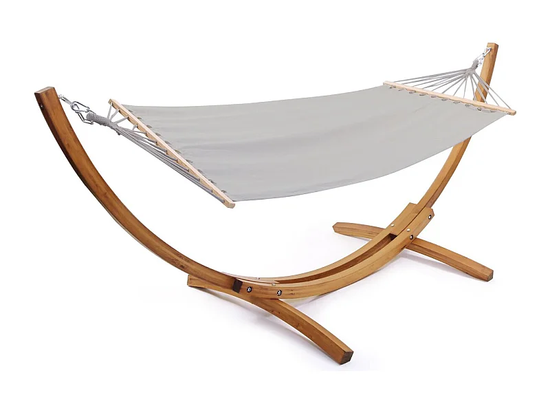 Hangmat met houten onderstel katoenen doek "Dallas" - 3 m - Grijs