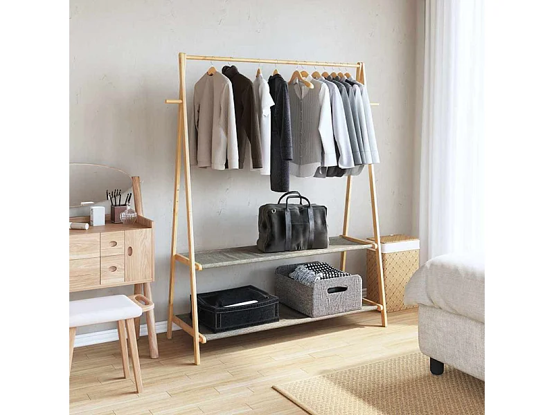Porte vêtement avec étagères 132x45,5x150,5 cm bambou