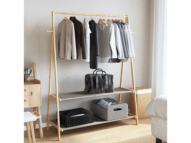 Porte vêtement avec étagères 132x45,5x150,5 cm bambou