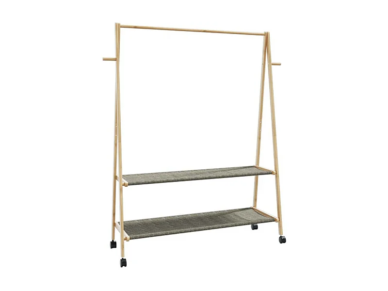 Porte vêtements et étagères roulettes 132x45,5x155,5cm bambou
