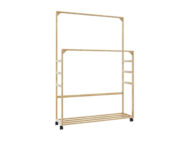 Porte vêtements et étagères et roulettes 90x35x155 cm bambou