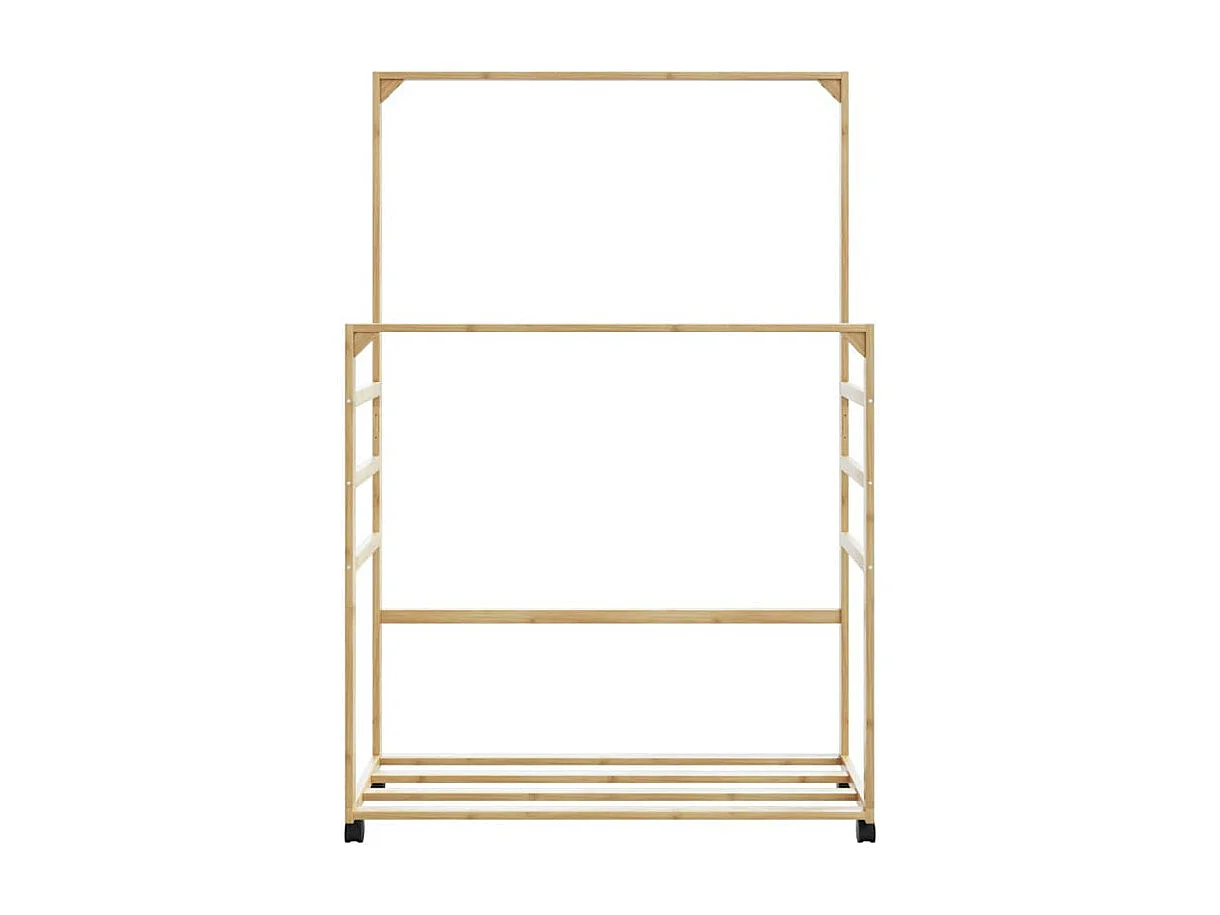 Porte vêtements et étagères et roulettes 90x35x155 cm bambou