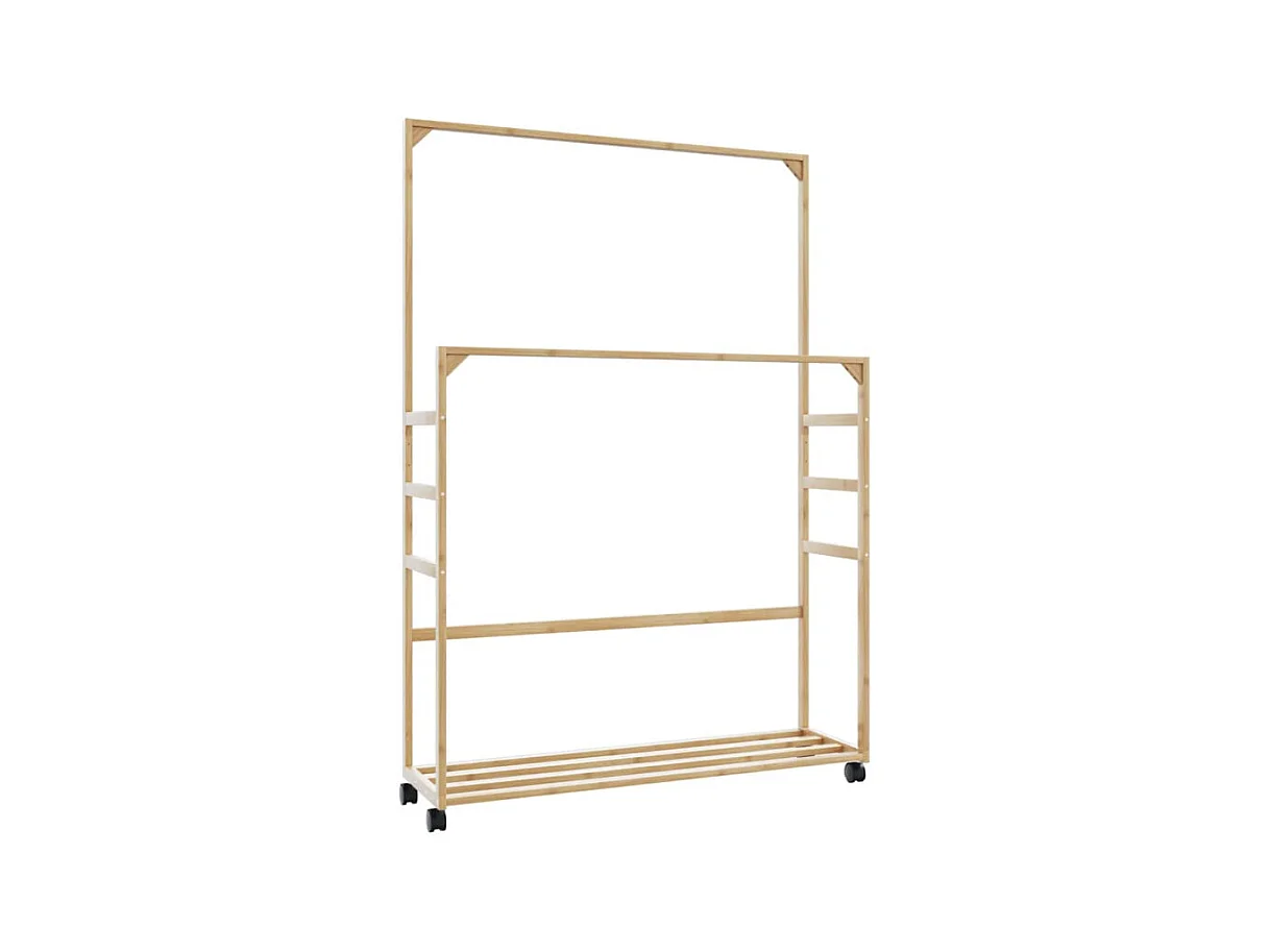 Porte vêtements et étagères et roulettes 90x35x155 cm bambou
