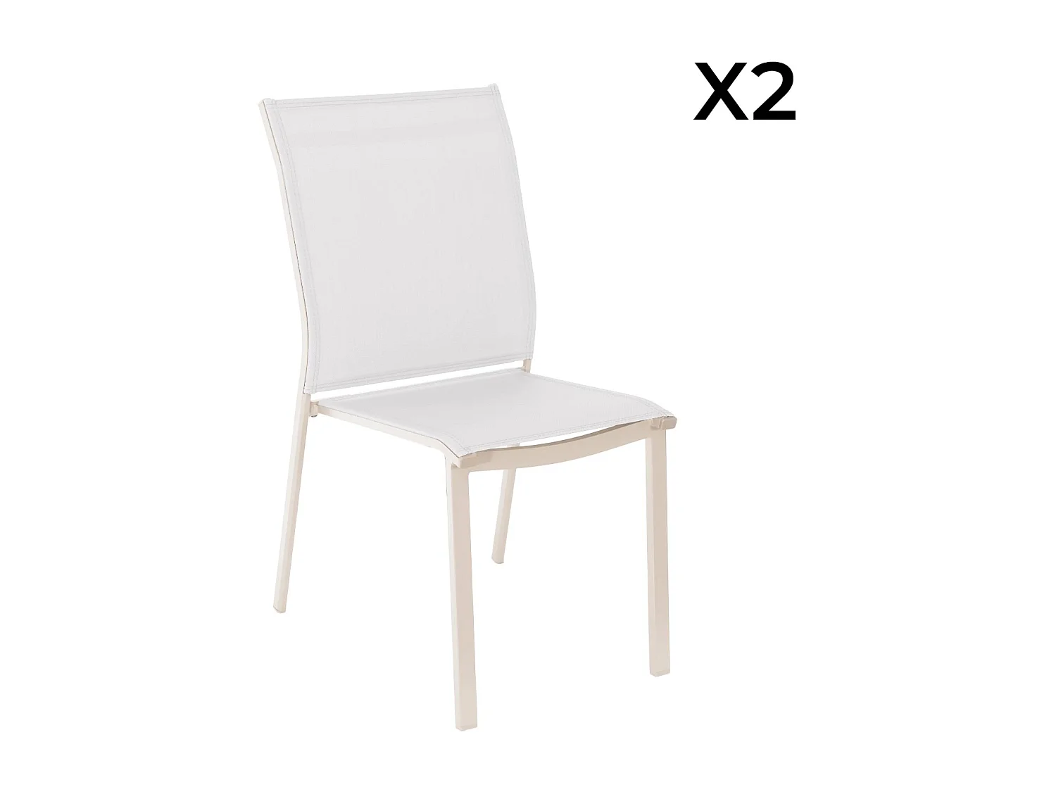 Silla de jardín apilable de aluminio y textilene, set de 2 beige
