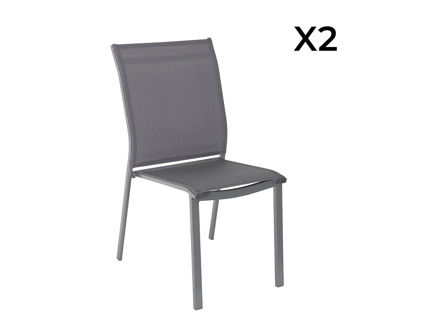 Set di 2 sedie da giardino impilabili in alluminio e textilene,