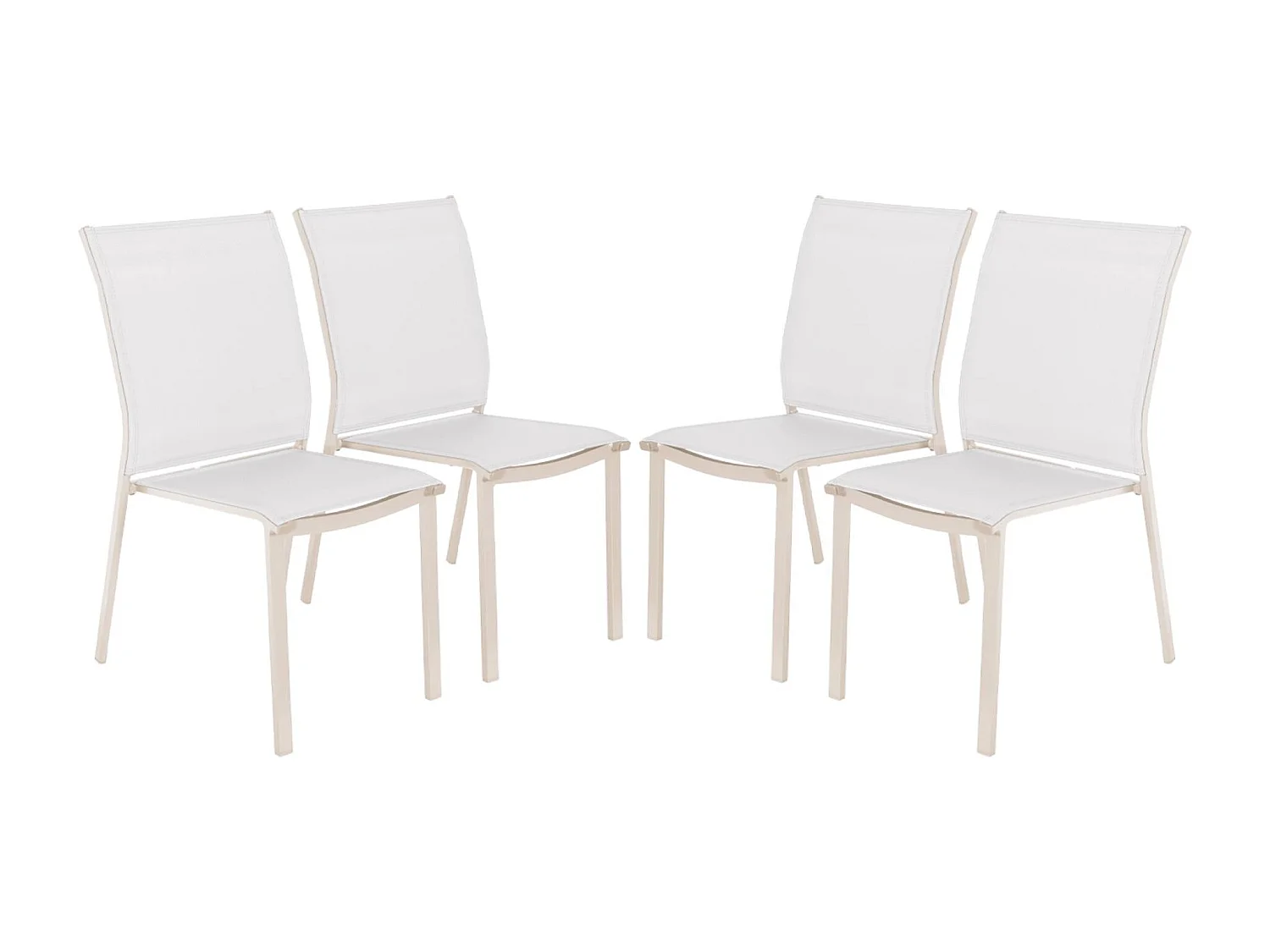 Silla de jardín apilable de aluminio y textilene, set de 4 beige