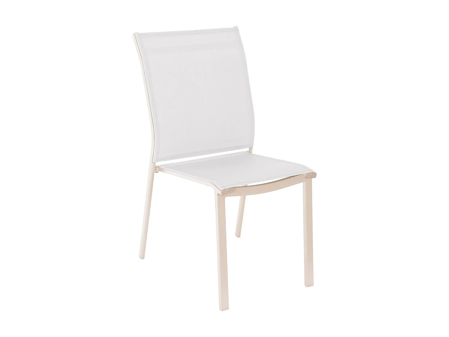 Lot de 4 chaises de jardin CLEVELAND empilables aluminium et textilene beige. 64.5 x 45.5 x 89.5 cm