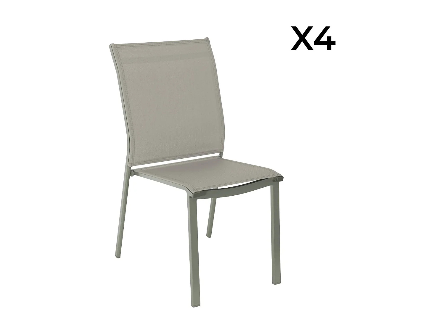 Set di 4 sedie da giardino impilabili in alluminio e textilene, verde