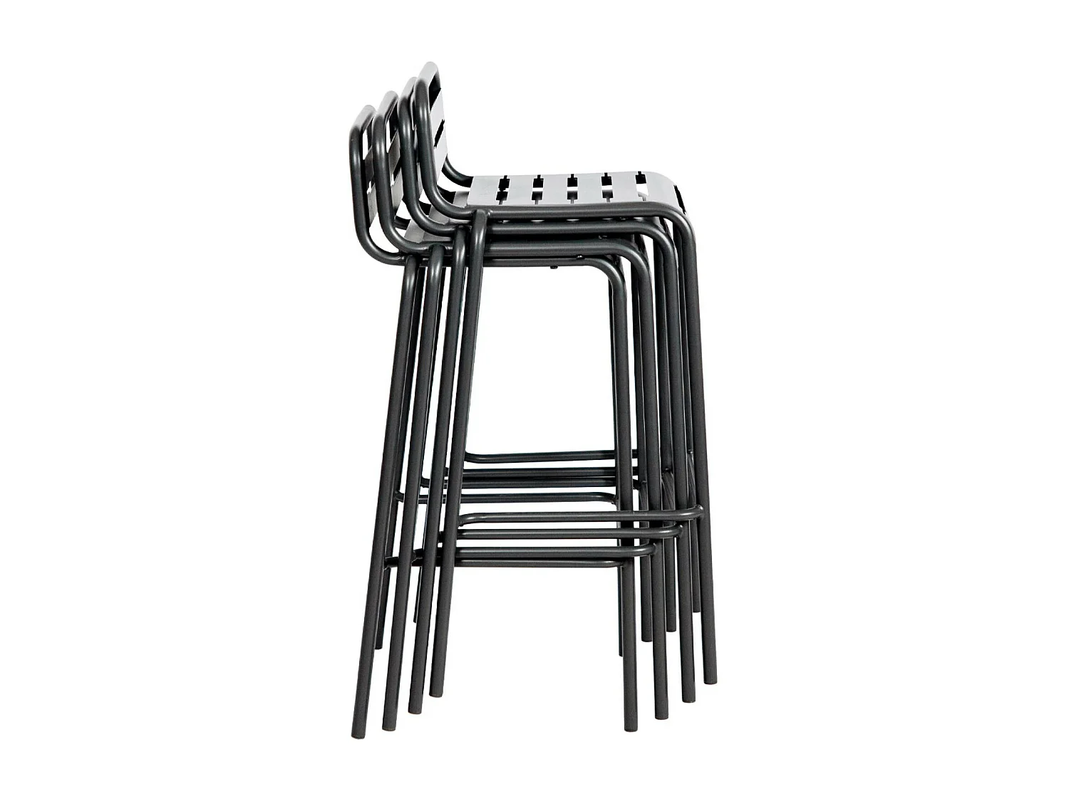 Lot de 4 chaises hautes de jardin acier. 4 places. anthracite. L 44 x P 41 x H 85cm