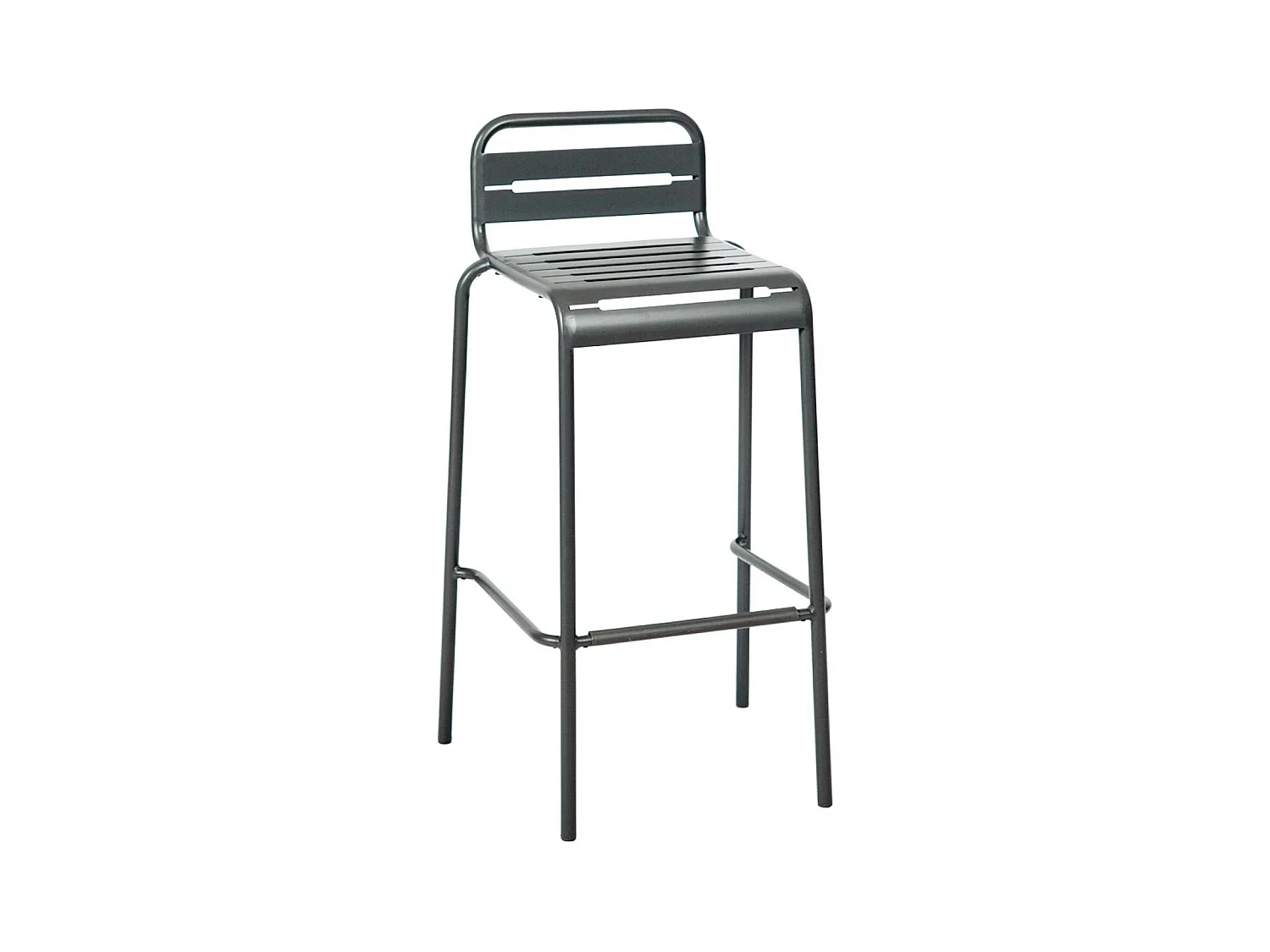 Lot de 4 chaises hautes de jardin acier. 4 places. anthracite. L 44 x P 41 x H 85cm