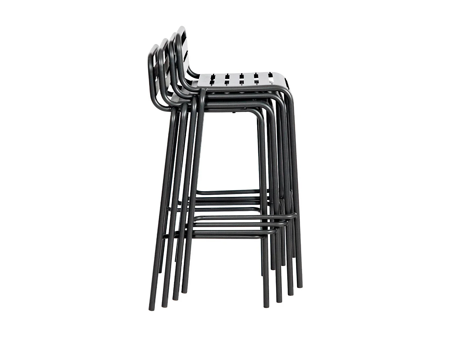 Lot de 4 chaises hautes de jardin acier. 4 places. anthracite. L 44 x P 41 x H 85cm