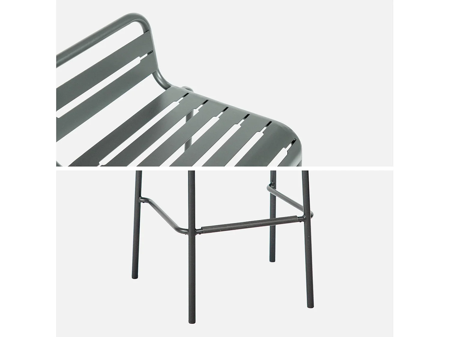 Lot de 4 chaises hautes de jardin acier. 4 places. anthracite. L 44 x P 41 x H 85cm