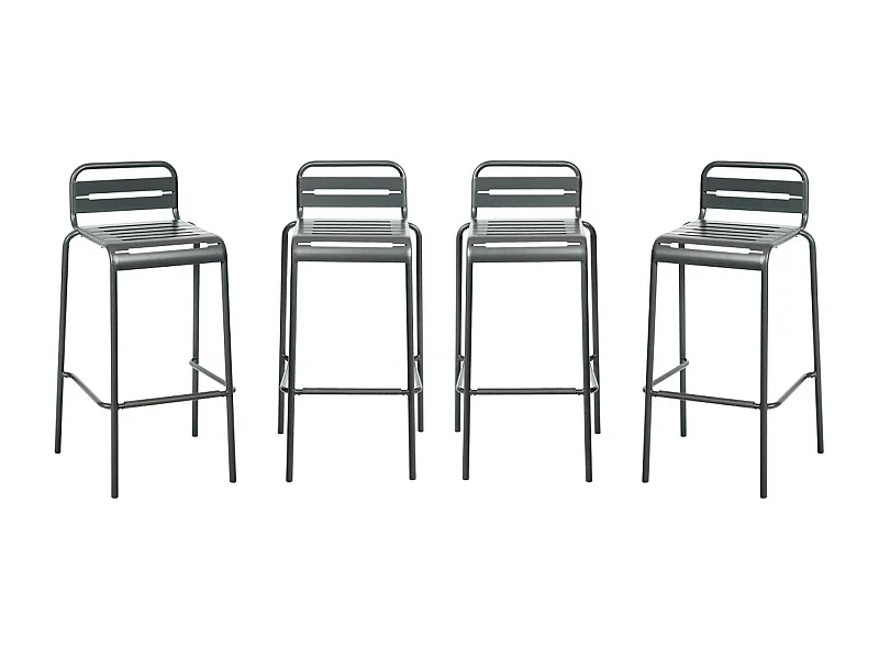 Lot de 4 chaises hautes de jardin acier. 4 places. anthracite. L 44 x P 41 x H 85cm