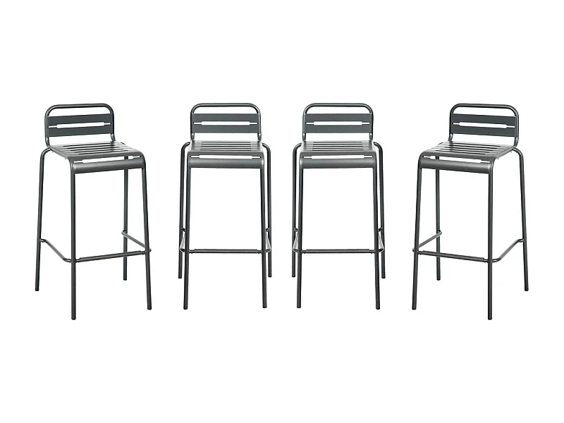 Lot de 4 chaises hautes de jardin acier. 4 places. anthracite. L 44 x P 41 x H 85cm