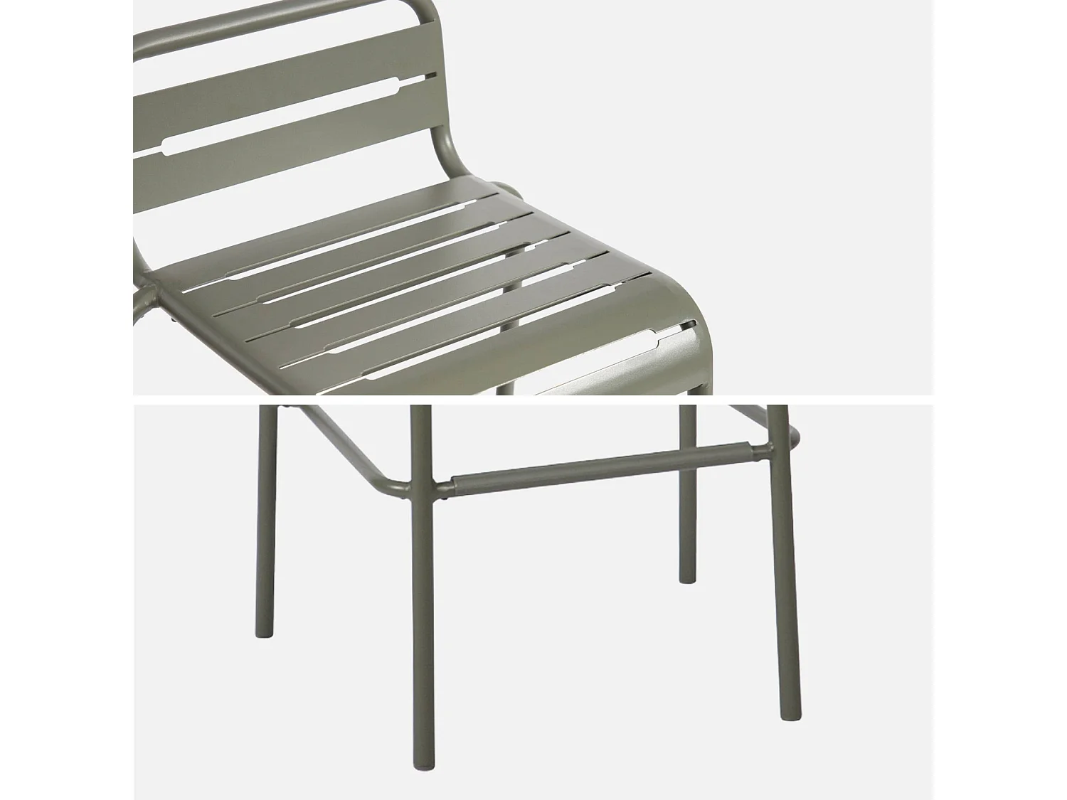 Lot de 4 chaises hautes de jardin acier. 4 places. kaki. L 44 x P 41 x H 85cm