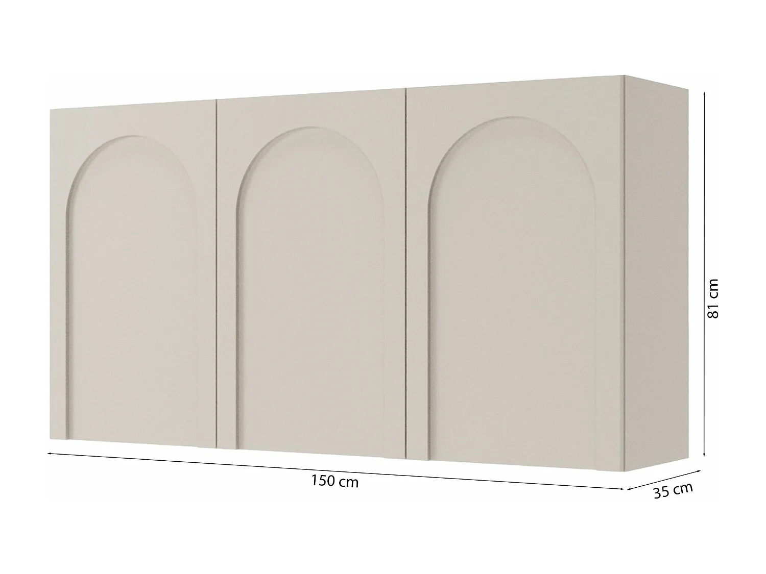 Buffet - 150 cm - 3 portes avec façades fraisées - gris cachemire - ARKADIA