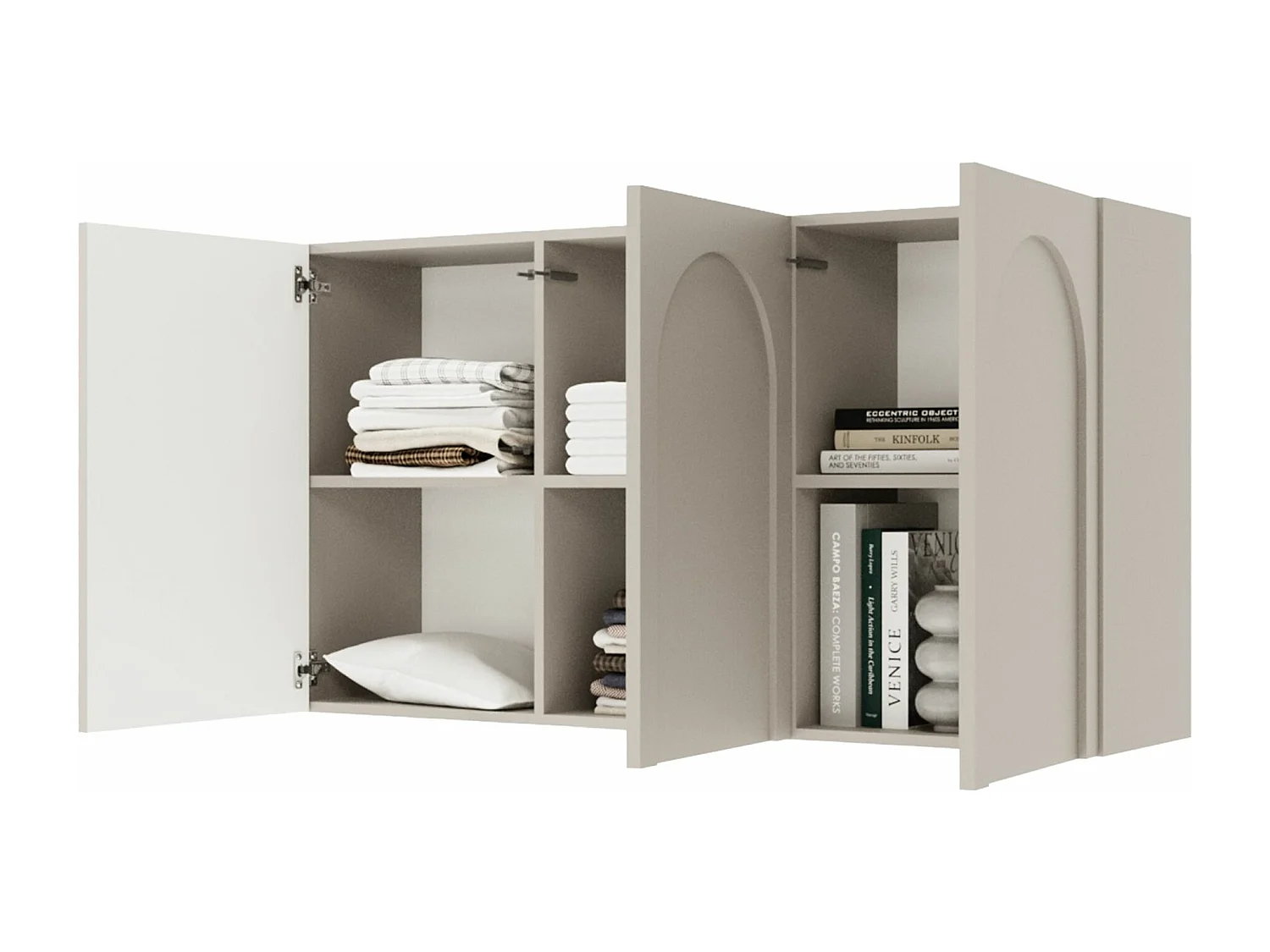 Buffet - 150 cm - 3 portes avec façades fraisées - gris cachemire - ARKADIA