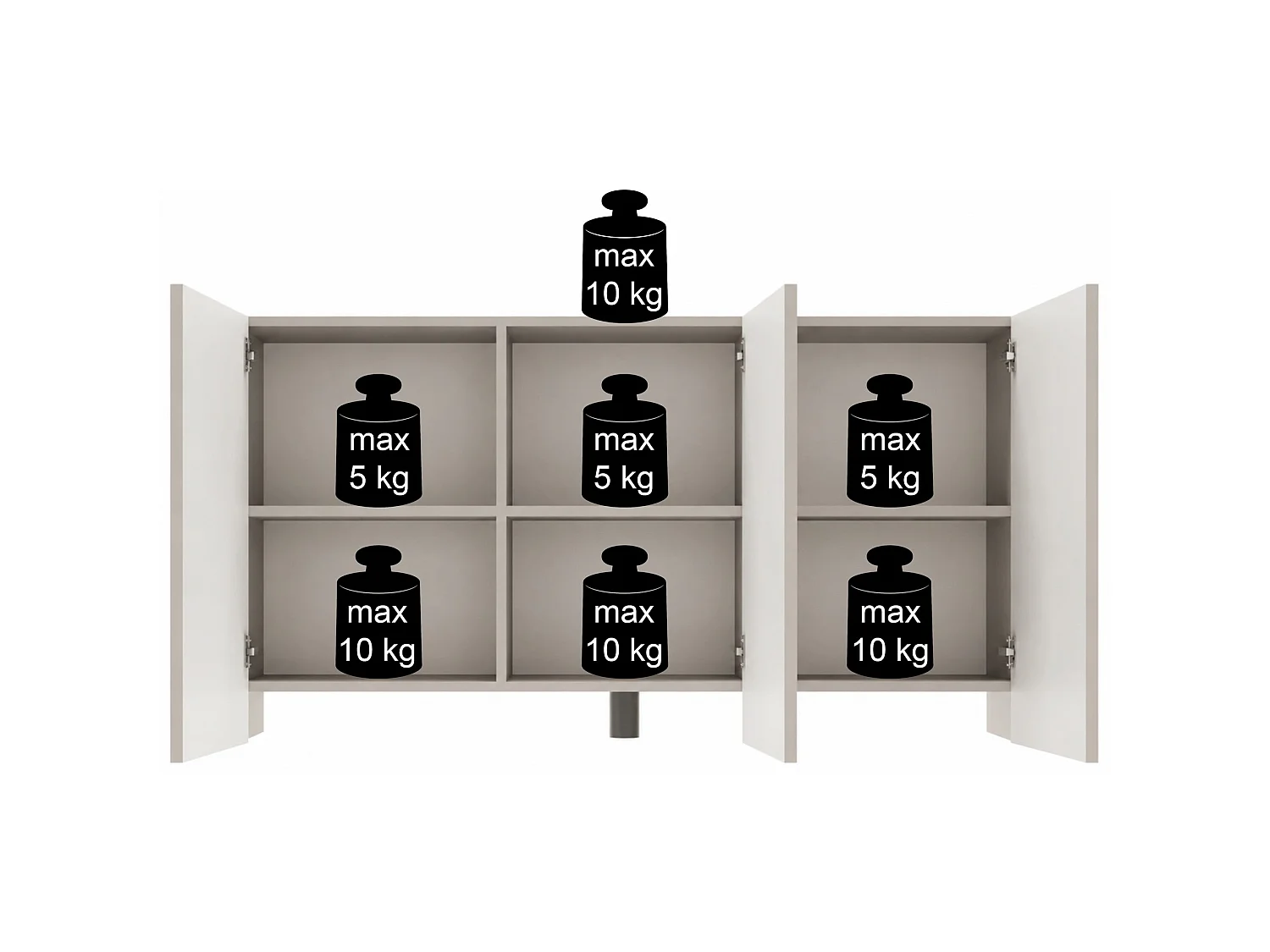 Buffet - 150 cm - 3 portes avec façades fraisées - gris cachemire - ARKADIA