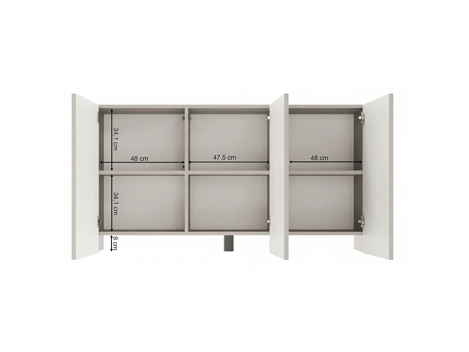 Buffet - 150 cm - 3 portes avec façades fraisées - gris cachemire - ARKADIA