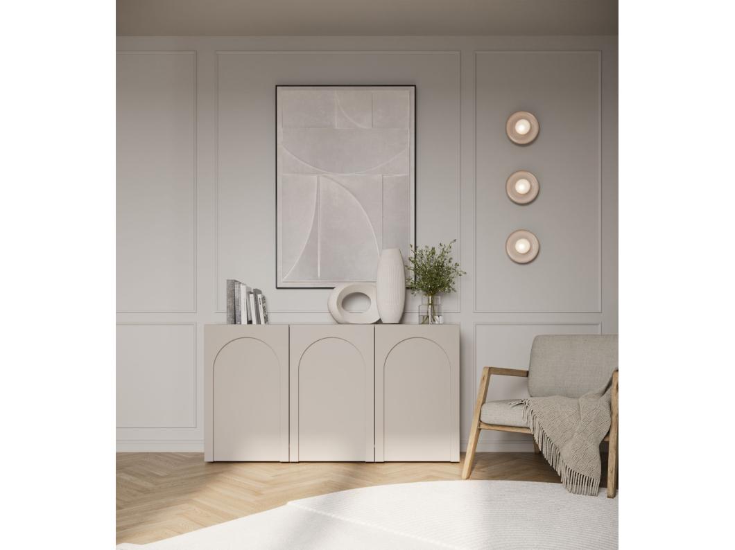 Dressoir - 150 cm - 3 deuren met gefreesde fronten - greige - ARKADIA