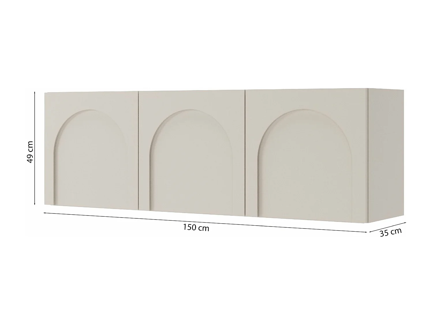TV-Lowboard 3-türig - mit gefrästen Fronten - Kaschmirgrau - 150 cm - ARKADIA