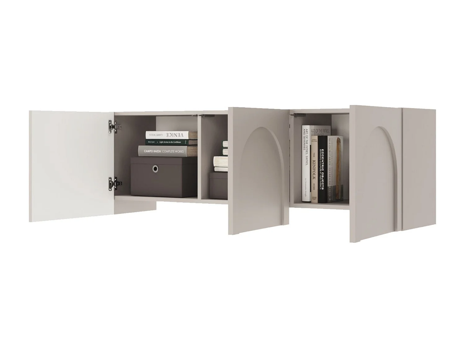 Meuble TV à 3 portes - 150 cm - gris cachemire - ARKADIA