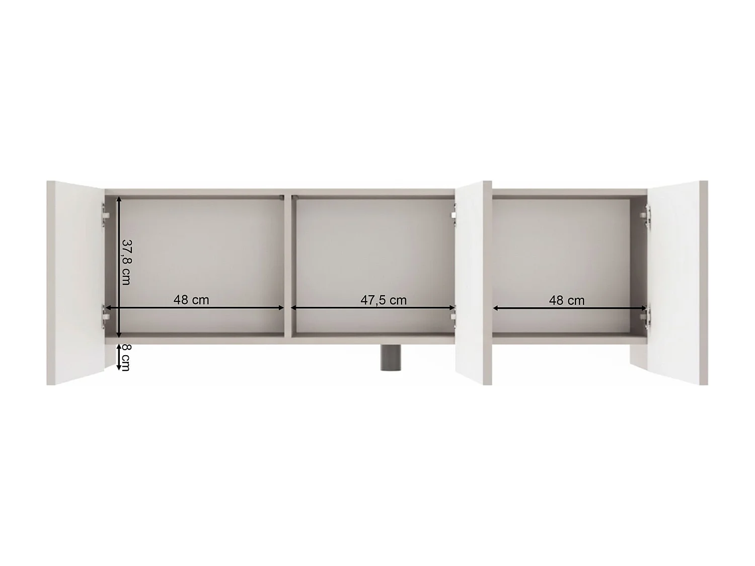 Meuble TV à 3 portes - 150 cm - gris cachemire - ARKADIA