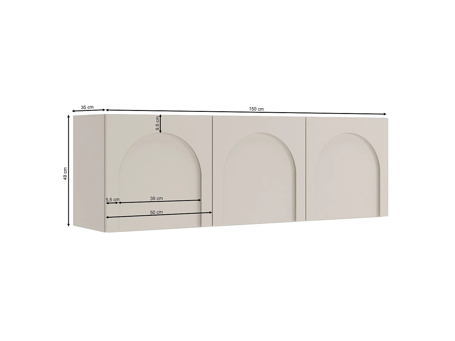 Meuble TV à 3 portes - 150 cm - gris cachemire - ARKADIA