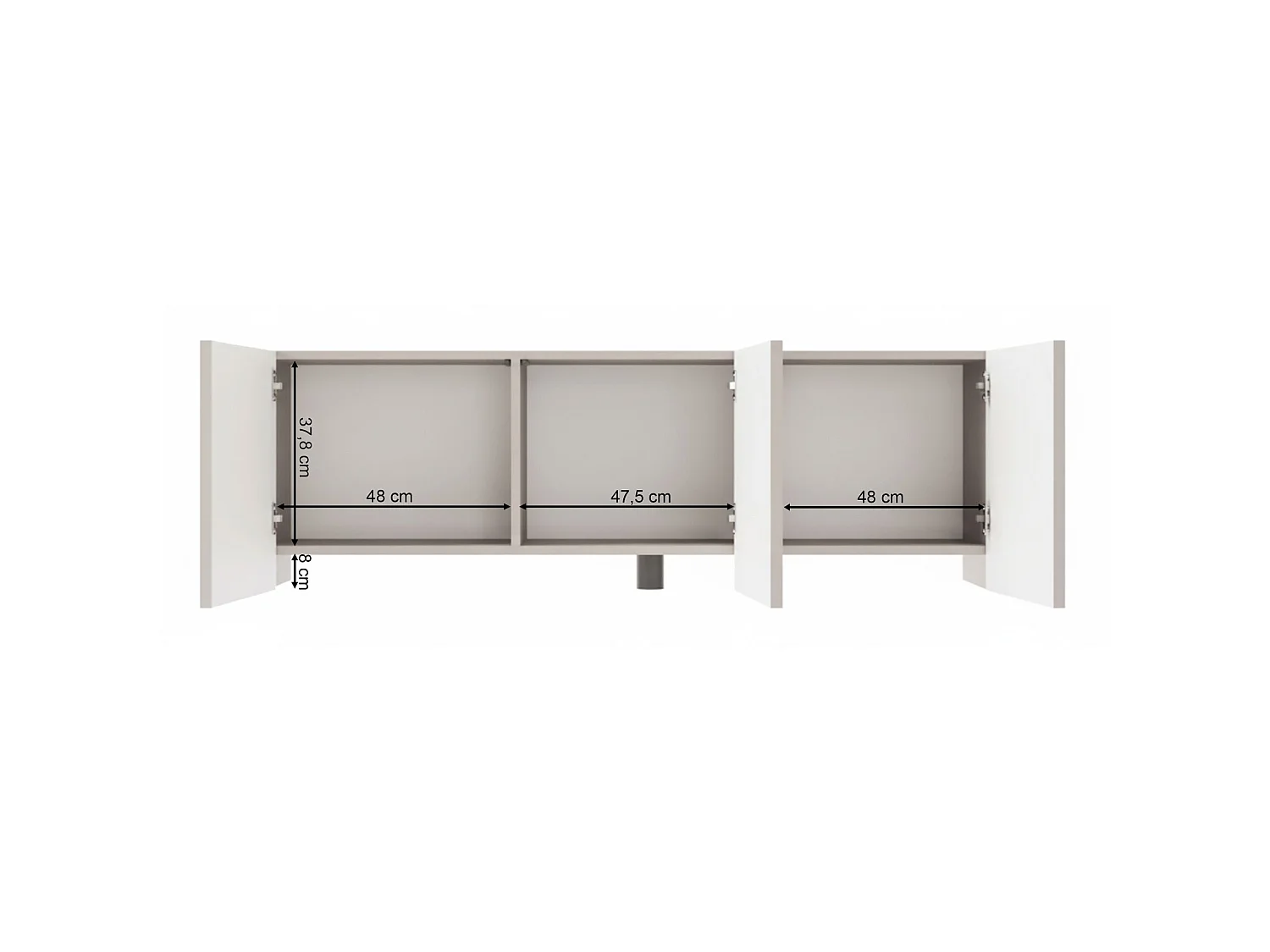 Meuble TV à 3 portes - 150 cm - gris cachemire - ARKADIA
