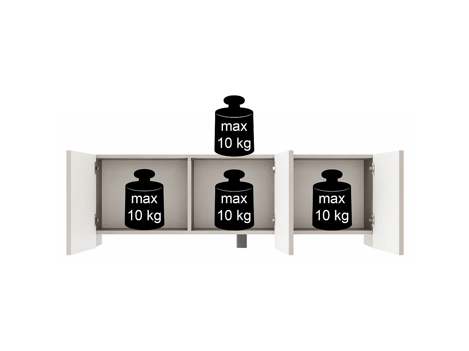 Meuble TV à 3 portes - 150 cm - gris cachemire - ARKADIA