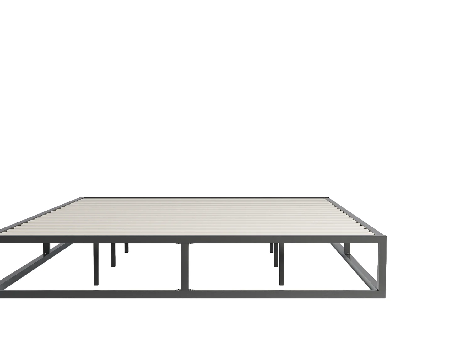 Lit 90x190 cm, cadre en acier, lattes en bois